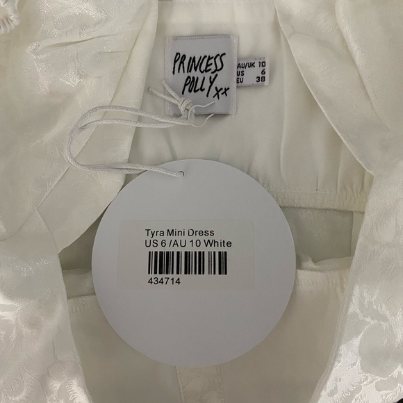 Princess Polly Tyra Mini Dress Sz 6 White Short  Sleeve Bridal Bride Graduation - Picture 7 of 11